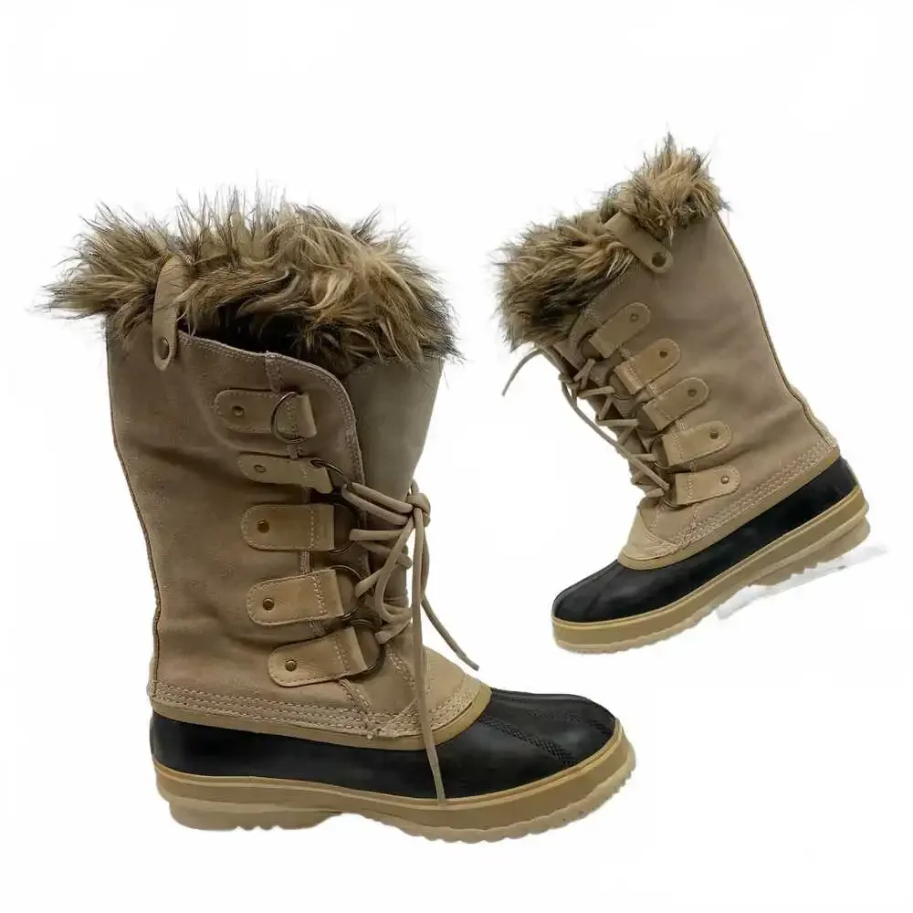Sorel Joan of Arctic Snow Boot | Women's 8 Tan Leather Waterproof Fur Trim